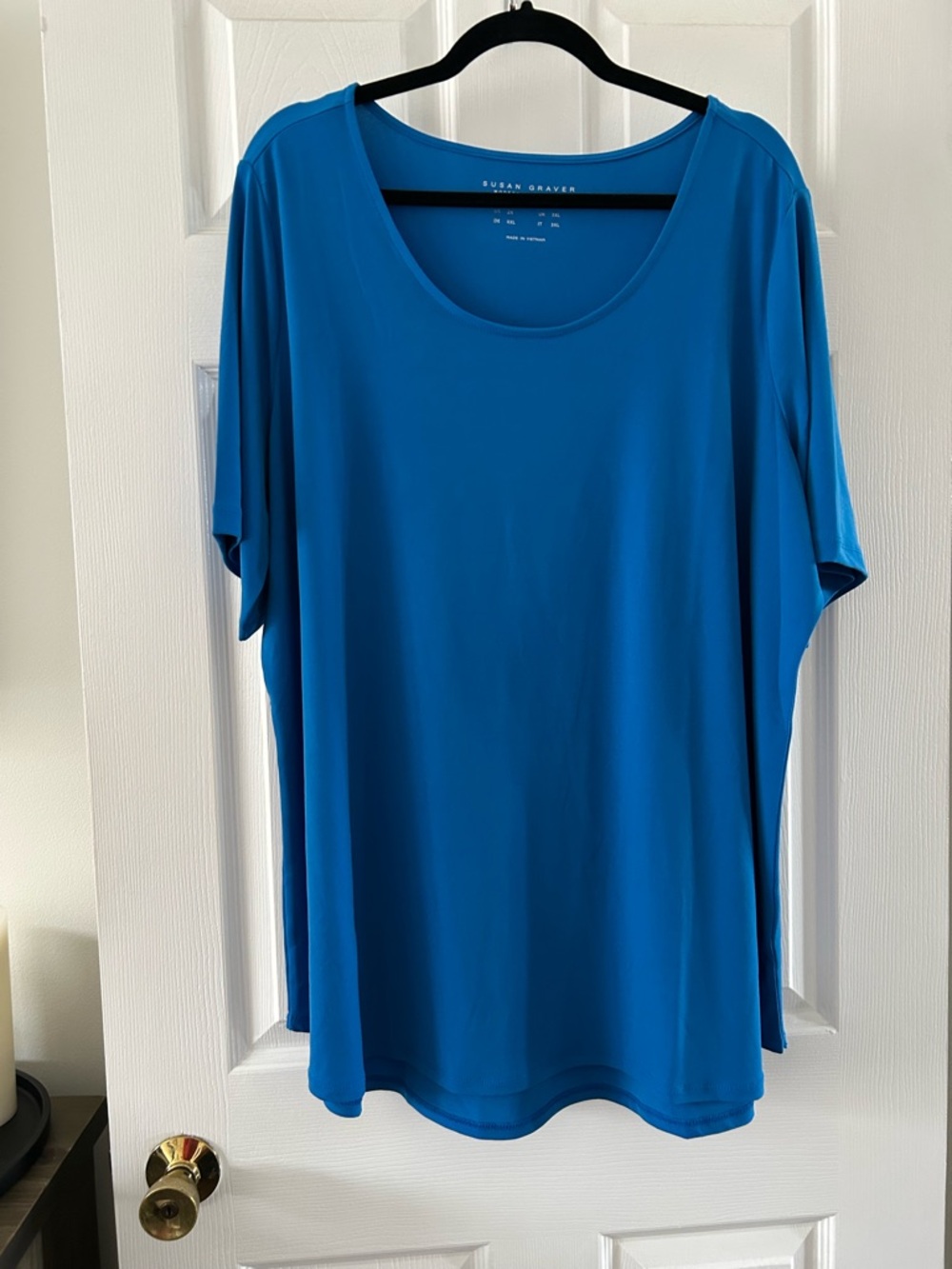 Susan Graver Vibrant Blue Scoop Neck Short Sleeve Top